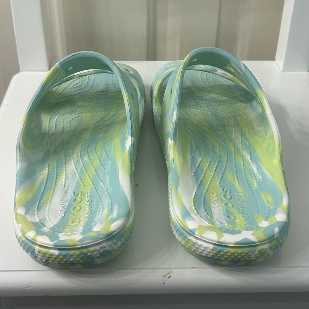 Crocs Classic Unisex Pure Water Marbled Slide Sandals Men’s 10 Women’s 12 - Picture 5 of 9